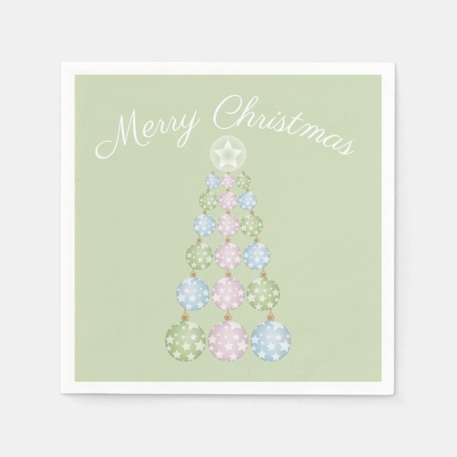 Modern Christmas Tree In Three Pastel Colours Napkin (Front)