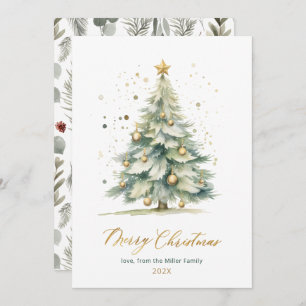 Modern Christmas Tree One Photo Christmas Cards