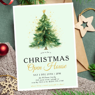 Modern Christmas Tree Open House Party Invitation