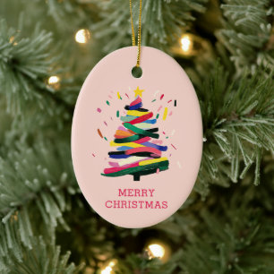 Modern Christmas Tree Painting Custom Photo Ceramic Tree Decoration
