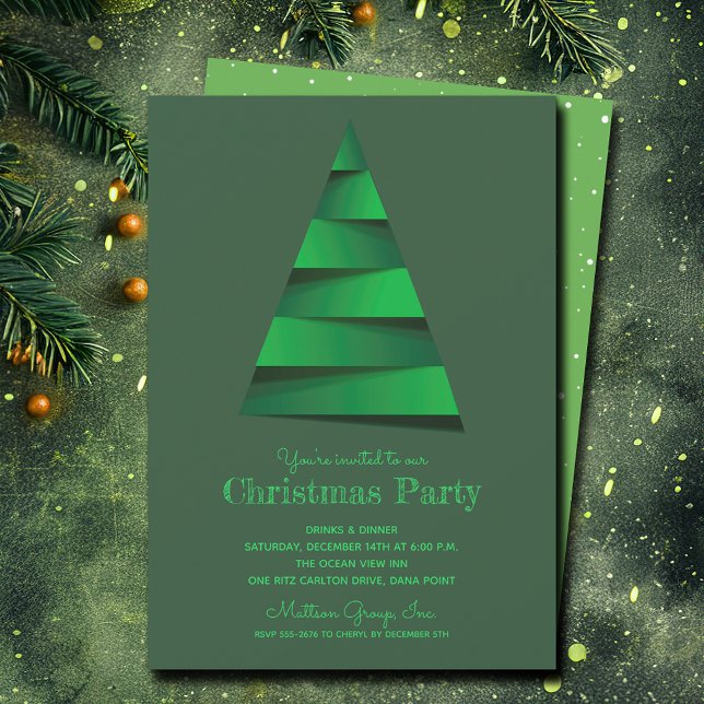 Modern Christmas Tree Party Invitation (Modern Christmas Tree Party Invitations - PRINTED and/or INSTANT DOWNLOAD)
