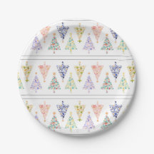 Modern Christmas Tree Party Plates - set 2