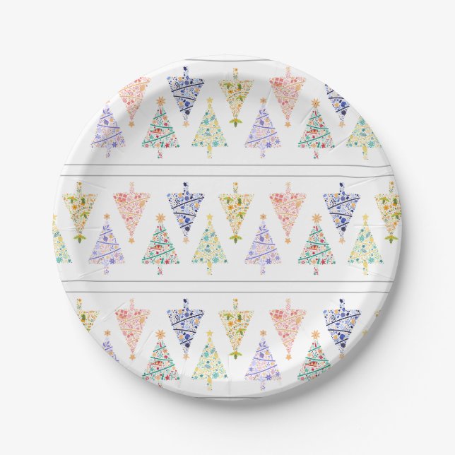 Modern Christmas Tree Party Plates - set 2 (Front)