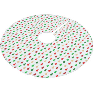 Modern Christmas Tree Pattern - Red Green and Gold Brushed Polyester Tree Skirt