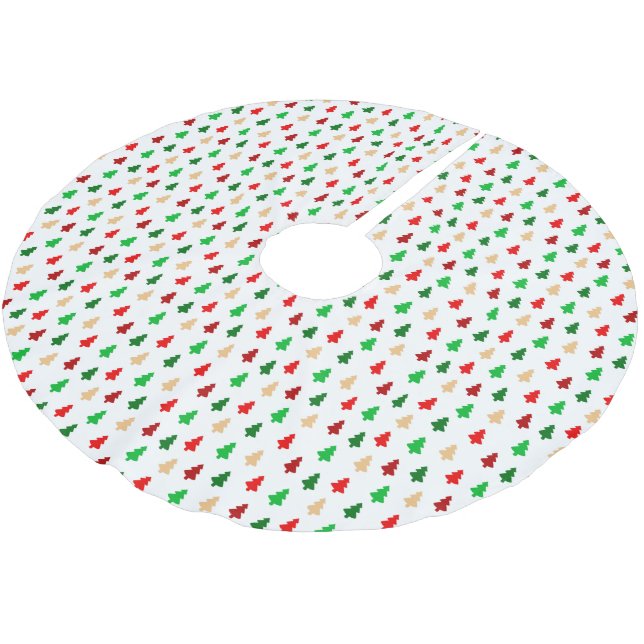 Modern Christmas Tree Pattern - Red Green and Gold Brushed Polyester Tree Skirt (Angled)