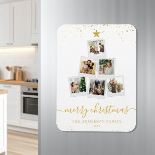 Modern Christmas Tree Photo Collage Magnet