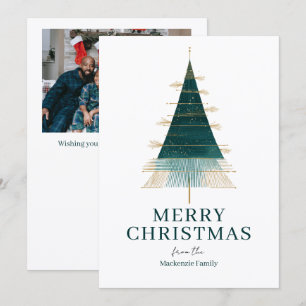 Modern Christmas Tree Photo Personalized Holiday Card