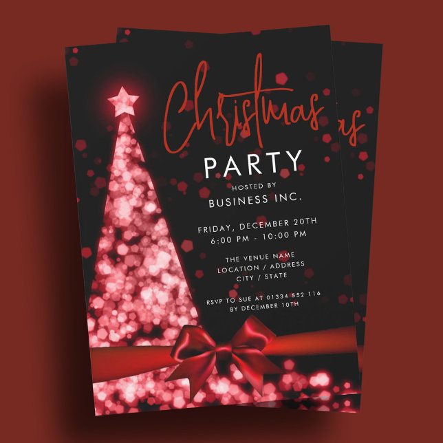 Modern Christmas Tree Red Corporate Party Invitation (Modern Christmas Tree Red Corporate Party Invitation)