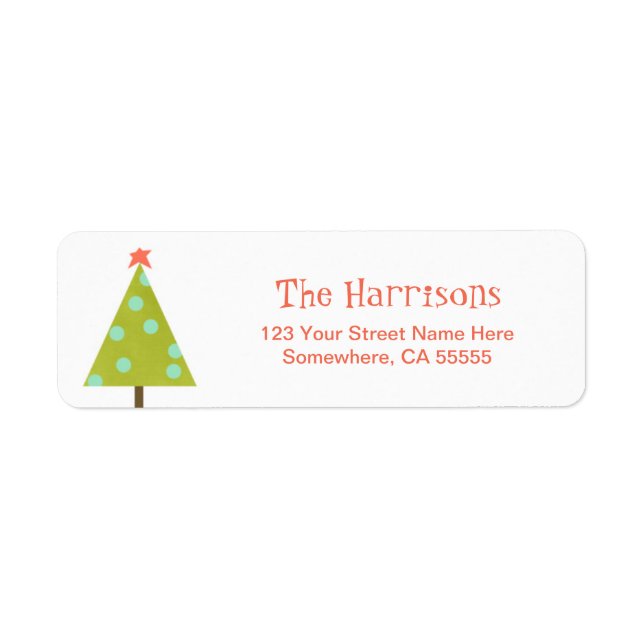 Modern Christmas Tree Return Address Label (Front)