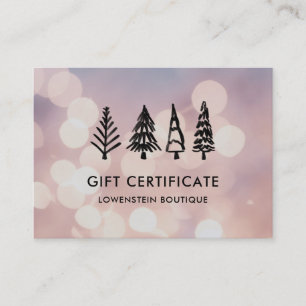 Modern Christmas Tree Rose Bokeh Gift Certificate