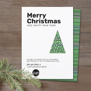 Modern Christmas Tree - sans serif Business Holiday Card