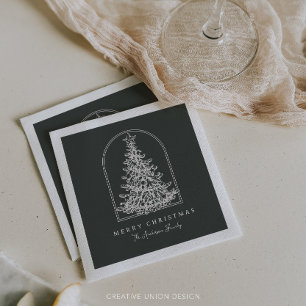 Modern Christmas Tree Sketch Arch Boho Holiday Napkin