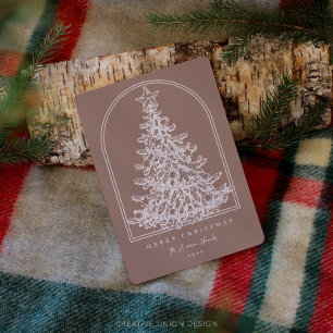 Modern Christmas Tree Sketch Arch Non Photo Holiday Card