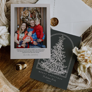 Modern Christmas Tree Sketch Arch With Photo Holiday Card