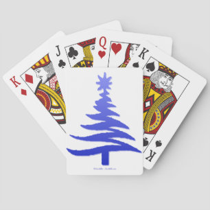 Modern Christmas Tree Stencil Print Blue Playing Cards