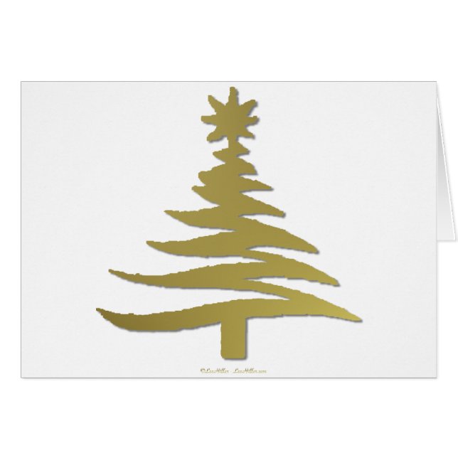 Modern Christmas Tree Stencil Print Gold (Front Horizontal)