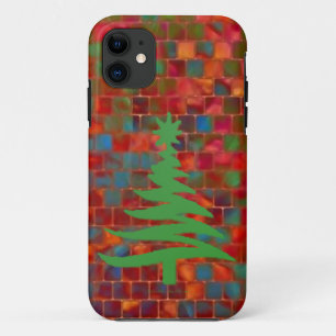 Modern Christmas Tree Stencil Print Green Case-Mate iPhone Case