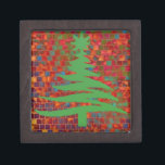 Modern Christmas Tree Stencil Print Green Keepsake Box<br><div class="desc">You are viewing The Lee Hiller Designs Collection of Home and Office Decor,  Apparel,  Gifts and Collectibles. The Designs include Lee Hiller Photography and Mixed Media Digital Art Collection. You can view her Nature photography at http://HikeOurPlanet.com/ and follow her hiking blog within Hot Springs National Park.</div>