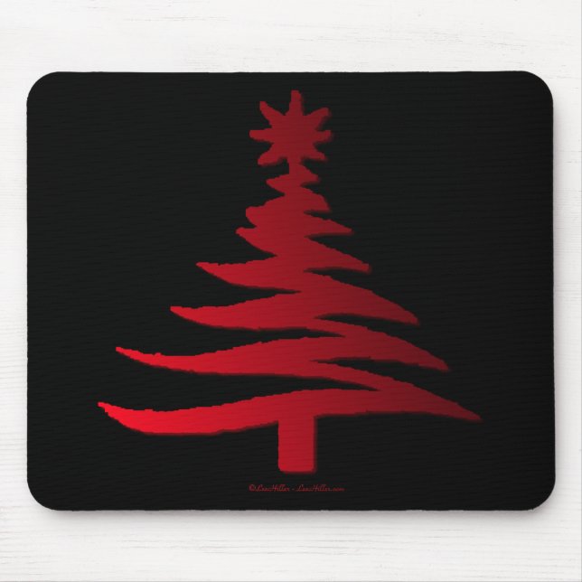 Modern Christmas Tree Stencil Print Red Mouse Pad (Front)