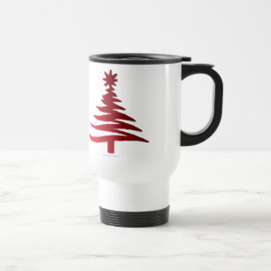 Modern Christmas Tree Stencil Print Red Travel Mug