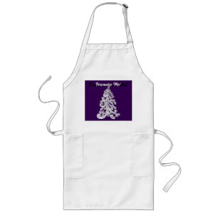 Modern Christmas Tree Swirl Doodle Style Long Apro Apron