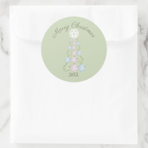 Modern Christmas Tree Three Pastel Colours Custom Classic Round Sticker