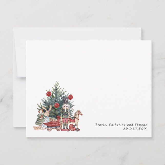 Modern Christmas Tree Toys Nutcracker Holiday Card (Front)
