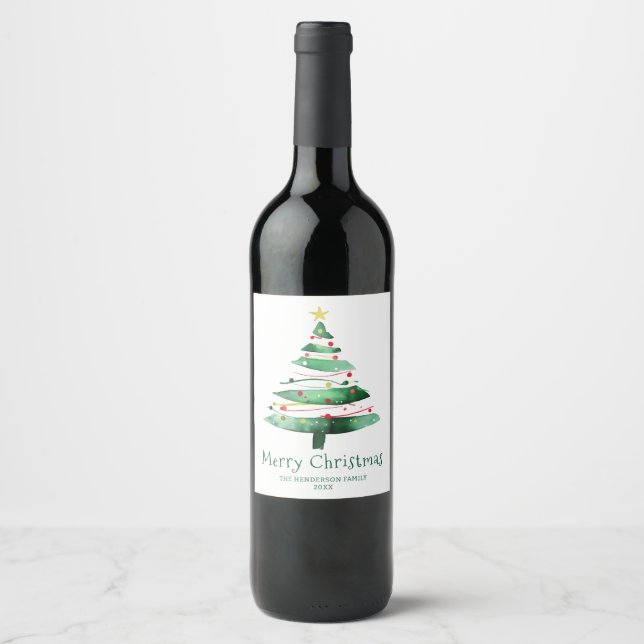 MODERN  CHRISTMAS TREE WINE LABEL (Front)