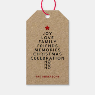 Modern Christmas Tree Wishes Kraft Gift Tags