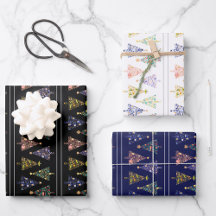 Modern Christmas Tree Wrapping Paper Set