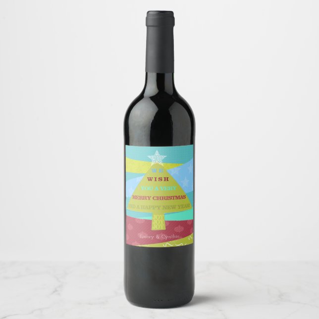 Modern Christmas Tree, You Personalise Wine Labels (Front)