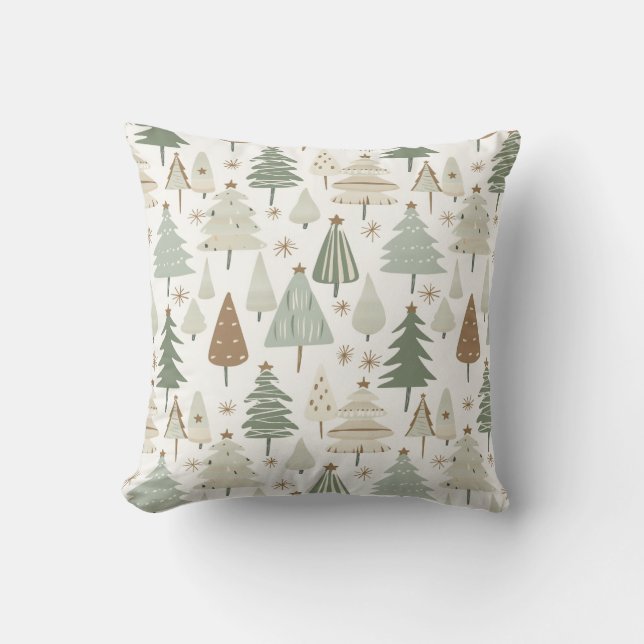 Modern Christmas Trees brown pattern Cushion (Front)