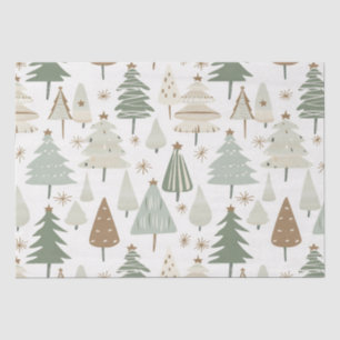 Modern Christmas Trees brown pattern Tissue Paper