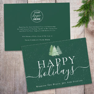 Modern Christmas Trees Business Logo Holiday Card