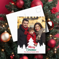 Modern Christmas Trees Family Photo Red Green