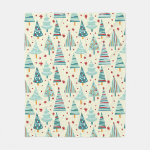 Modern Christmas Trees Holiday Winter Pattern Fleece Blanket