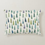 Modern Christmas Trees Illustrated Pattern Decorative Cushion<br><div class="desc">Sweet Christmas tree illustrations modern repeat pattern.</div>