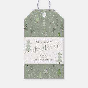 Modern Christmas Trees MERRY CHRISTMAS Script Gift Tags