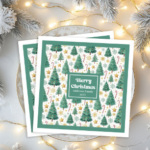 Modern Christmas Trees Minimalist Paper Napkins
