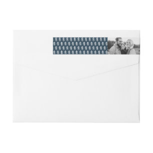 Modern Christmas Trees Navy Holiday Photo Wrap Around Label