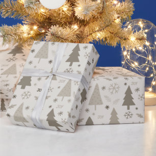 Modern Christmas Trees Neutral Wrapping Paper