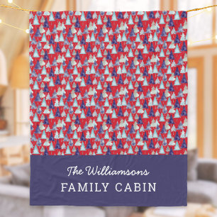Modern Christmas Trees Pattern Family Cabin Custom Fleece Blanket