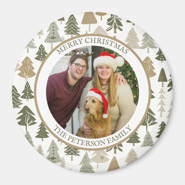 Modern Christmas Trees pattern Family photo  Magnet (Front)