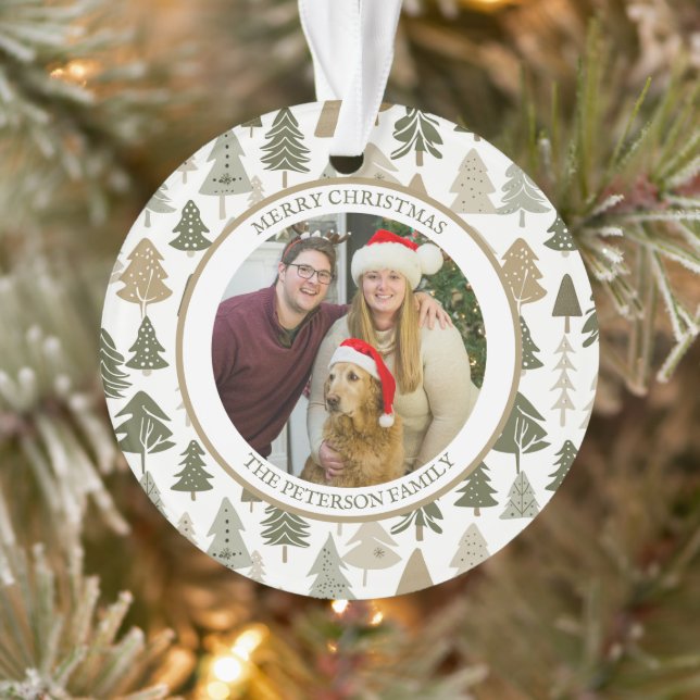 Modern Christmas Trees pattern Family photo  Ornament (Tree)