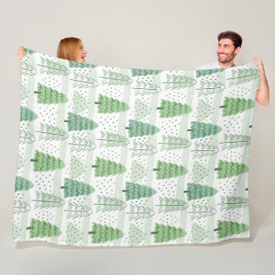 Modern Christmas Trees Pattern Fleece Blanket