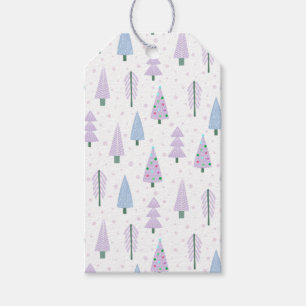 Modern Christmas Trees Pattern Lavender Gift Tags