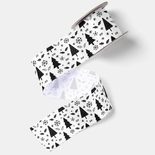 Modern Christmas Trees Pattern Satin Ribbon