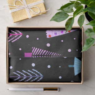 Modern Christmas Trees Purple Pink Black Tissue Paper