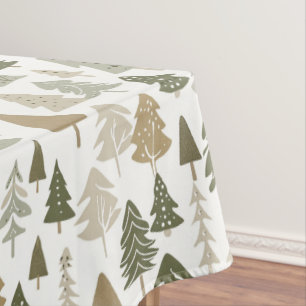 Modern Christmas Trees Sage Olive Green Pattern  Tablecloth