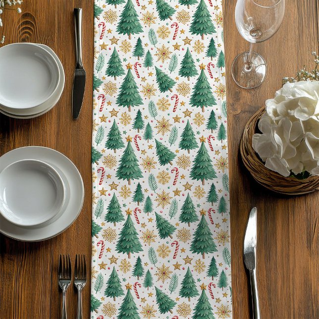Modern Christmas Trees Table Runner for Holidays (Modern Christmas Trees Table Runner for Holidays)